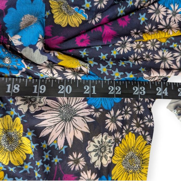 NWT Scoop Ruffled Colorful Floral Print Long Sleeve Blouse Size XL - Picture 14 of 16